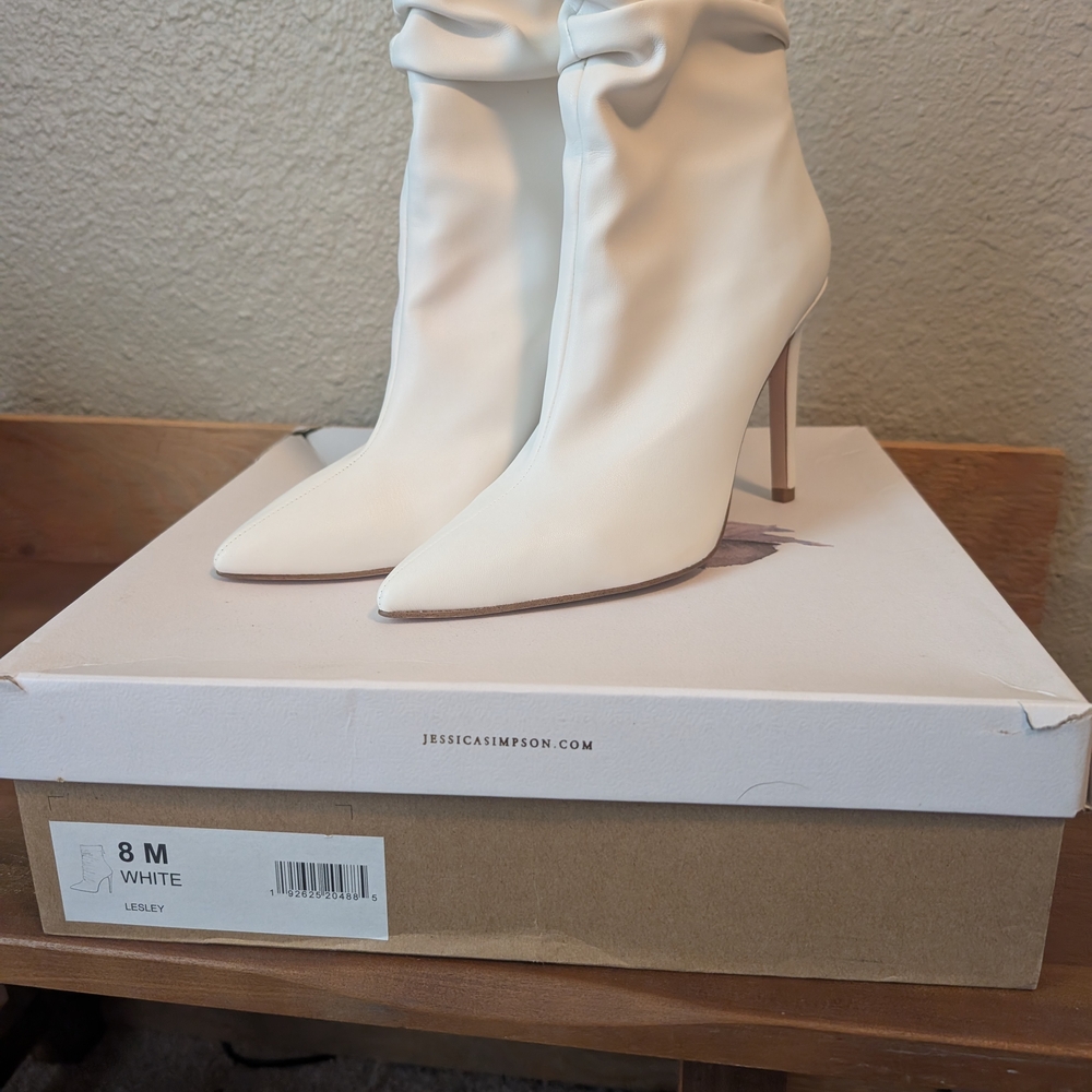 Jessica Simpson Cream Heeled Boots